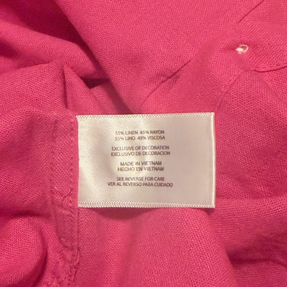 NWT Gap Linen Blend Big Shirt Button Down size XXL in Very Berry Pink - Picture 7 of 7